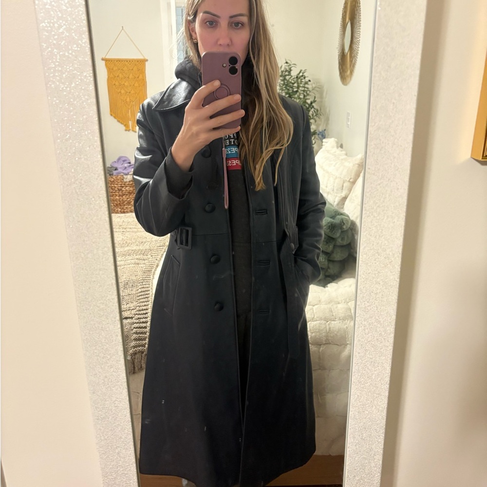 Vintage Navy Blue Women's Trench Coat
